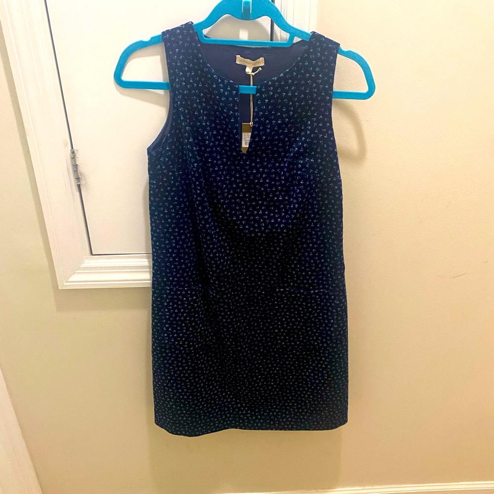 Ann Mashburn Split Neck Susy Dress Indigo Tiny Floral